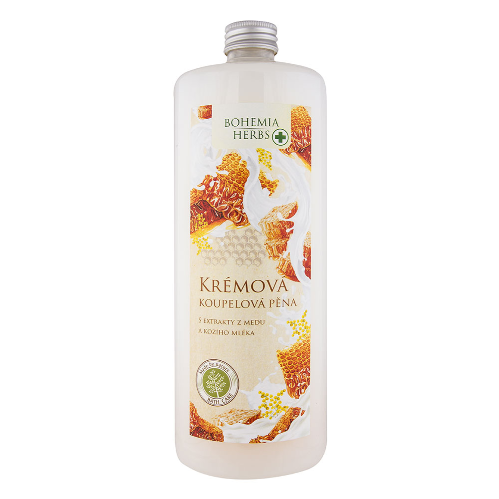 Krémová kúpeľová pena s extraktom z medu a kozieho mlieka Bohemia Herbs, 1000 ml