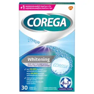 Corega Whitening čistiace tablety 4v1 na zubné náhrady 30 tabliet