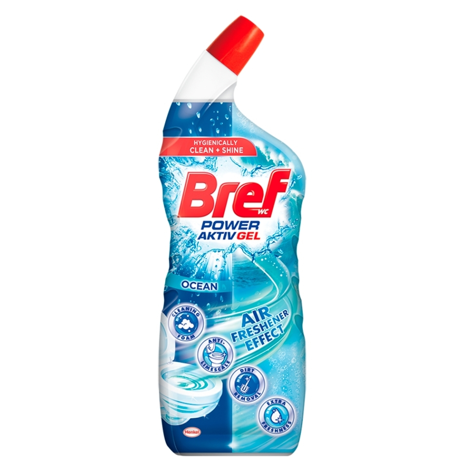 Bref Power Aktív Gél WC Čistič S Efektom Osviežovača Vzduchu Ocean 700ml