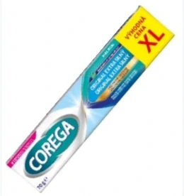 Corega Original extra silný fixačný krém na zubné náhrady v XL balení 70 g. 