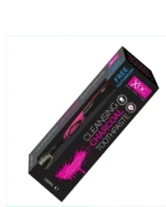 zubná pasta XOC Cleansing Charcoal Toothpaste s aktívnym uhlím, často predávaná v sade so zubnou kefkou. 