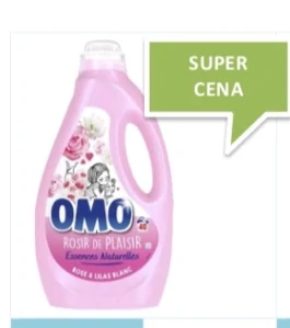 tekutý prací prostriedok OMO Rosir de Plaisir s vôňou ruží a bielych ľalií.