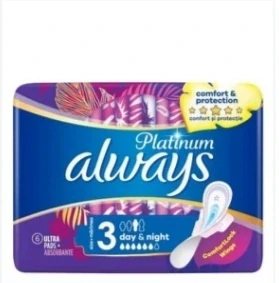 hygienické vložky Always Platinum Day & Night, balenie obsahuje 12 kusov.
