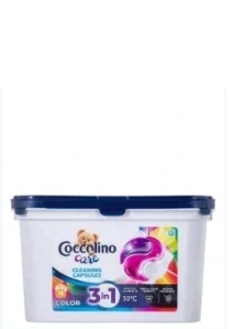gélové kapsuly na pranie Coccolino Care Color 3v1, určené na farebné prádlo. 