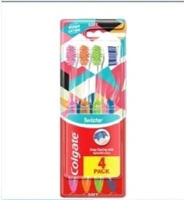 balenie štyroch mäkkých zubných kefiek Colgate Twister Design Edition.