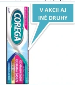 fixačný krém na zubné náhrady značky Corega.