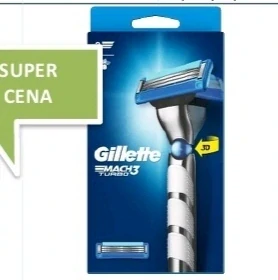 Gillette Mach3 Turbo holiaci strojček s jednou rukoväťou a 2 náhradnými hlavicami.
