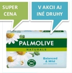Palmolive Naturals Balanced & Mild tuhé mydlo s harmančekom a vitamínom E. 