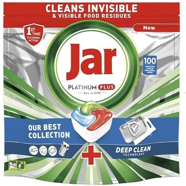 Jar Platinum Plus All In One Tablety do umývačky riadu Cool Blue 100Ks