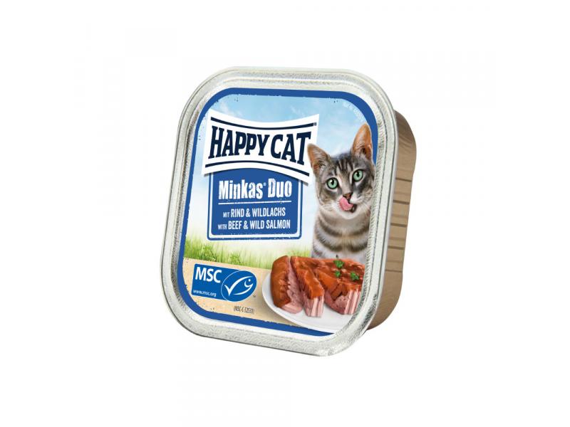 HAPPY CAT DUO MENU RIND&WILDLACHS 100G HOVADZIE+LOSOS